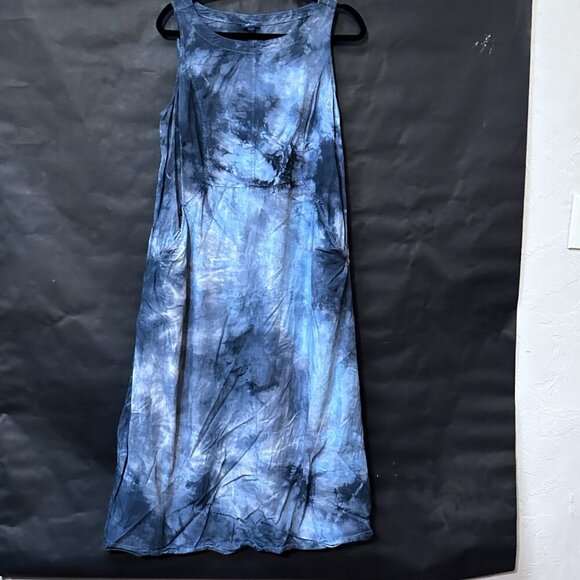 J.Jill Black Tie Dye Size Petite XL Extra Large Tencel Blue Dress Sleeveless - Picture 8 of 10
